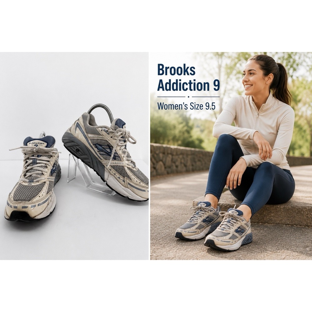 Brooks Addiction 9 Women's Running Shoes Gray Blue Walking Sneakers US 9.5 EU 41